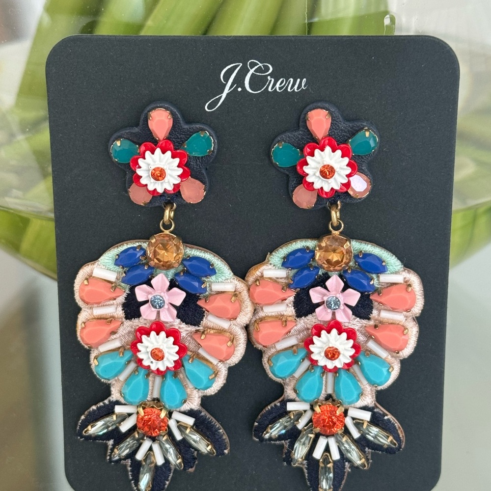J. Crew Floral Multicolor Drop Earrings